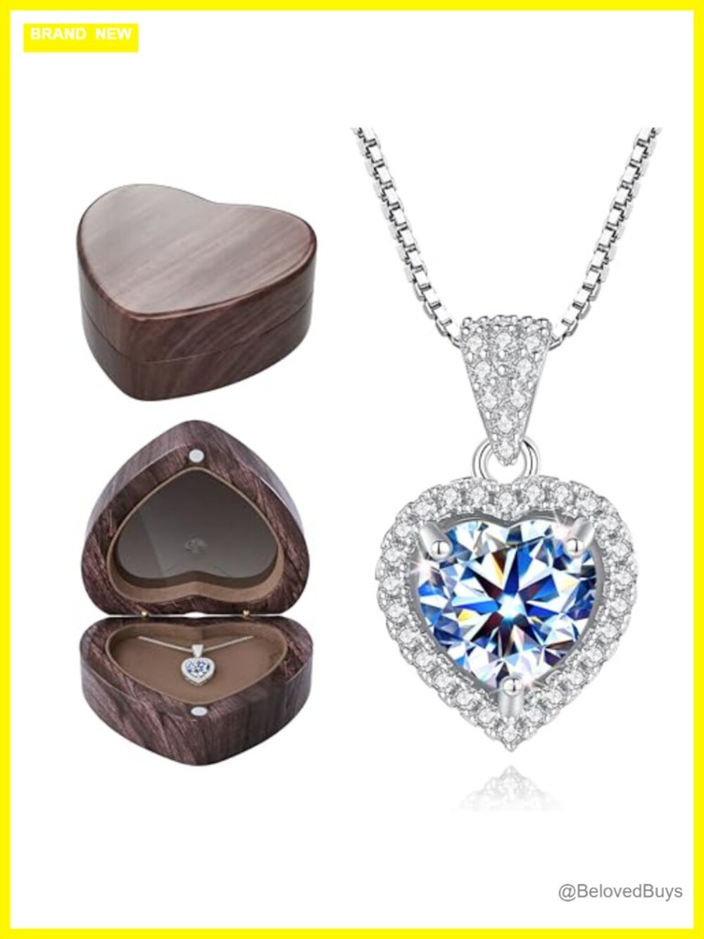 Sterling Silver 2 Carat Heart Moissanite Pendant Necklace, 16" Chain Gift